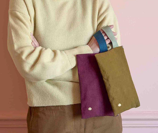Pochette allongée en coton avec anse - Wine