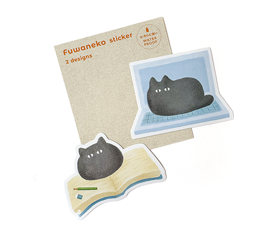 2 autocollants Fuwaneko - Chat au travail