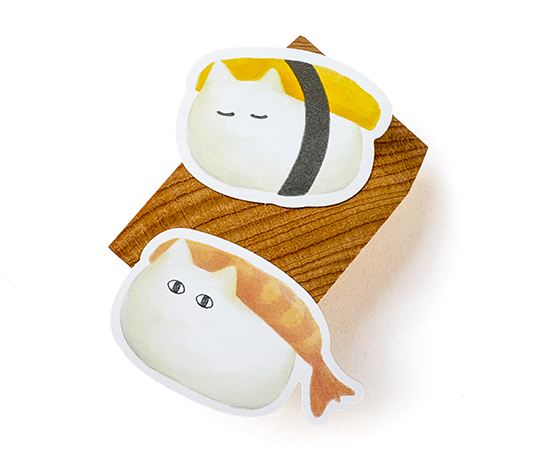 2 autocollants Fuwaneko - Sushi