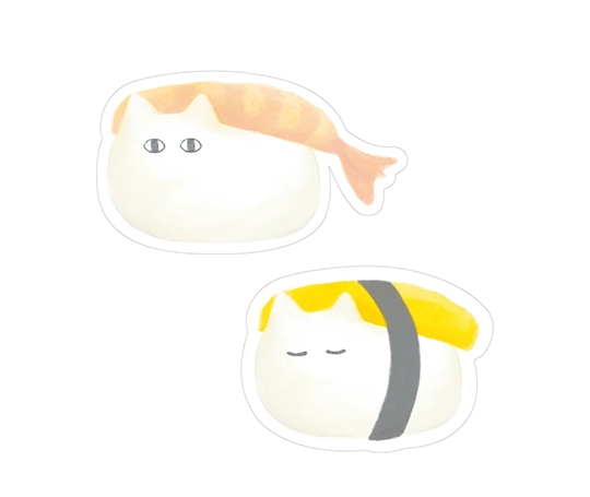 2 autocollants Fuwaneko - Sushi
