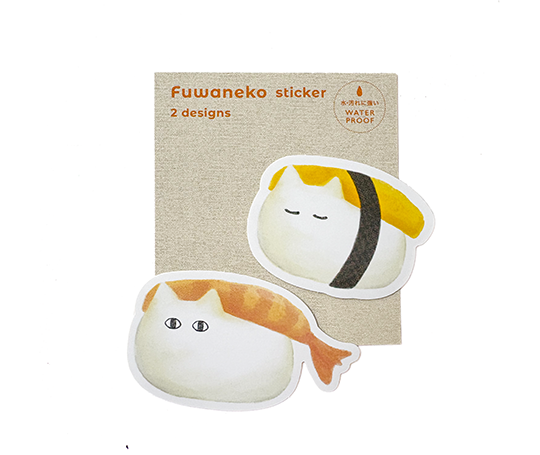 2 autocollants Fuwaneko - Sushi