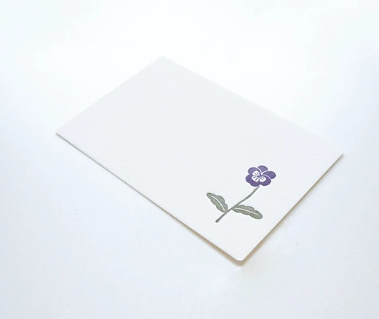 Mini set de 3 cartes & enveloppes en letterpress - Violette