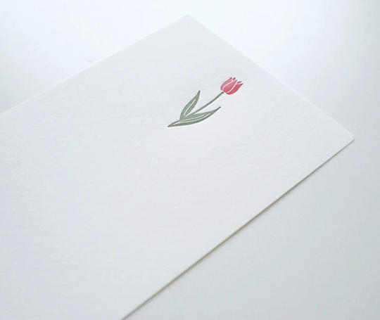 Set de papier one stroke en letterpress - Tulipe
