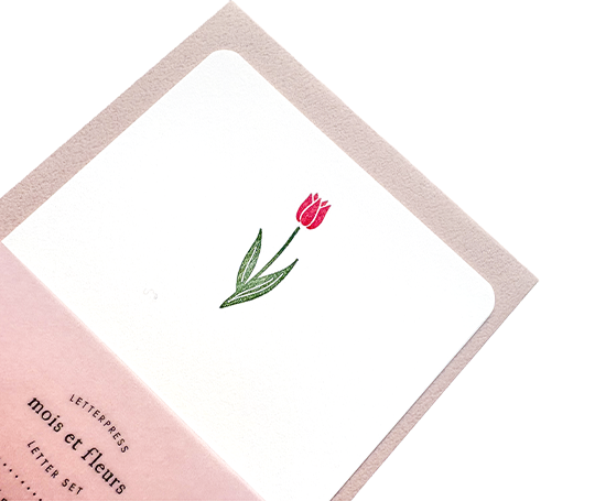 Set de papier one stroke en letterpress - Tulipe