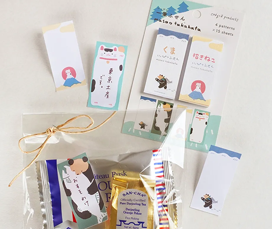 Notes adhésives - Ours et Maneki-Neko