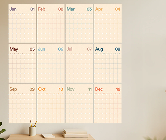 Affiches alendrier non daté A3 - Light Beige