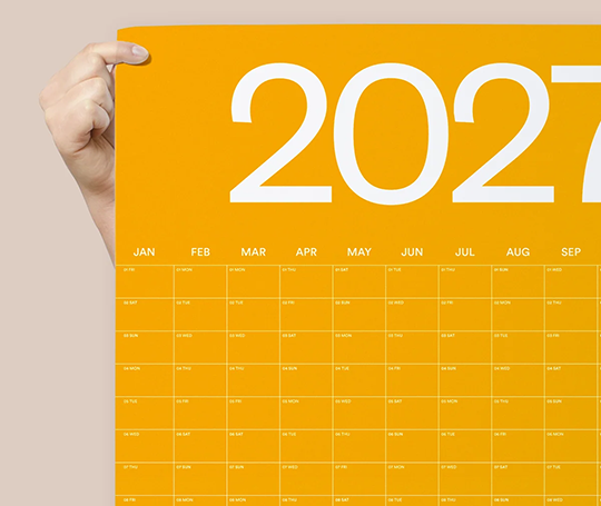 Affiche année 2027 - Dégradé jaune rose 50x100 (portrait)
